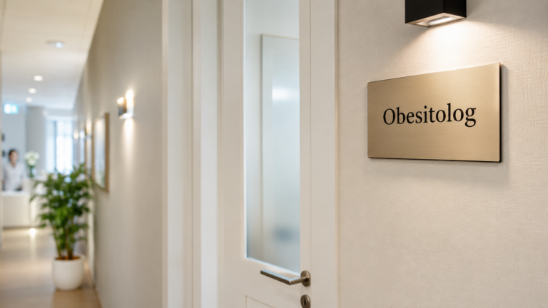 Czekanie przed gabinetem na pierwszą wizytę u obesitologa